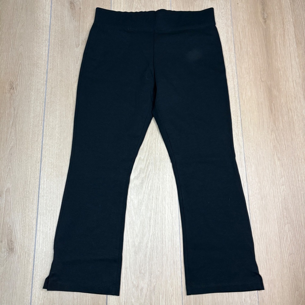American Giant Womens Ponte Black Kick Flare Crop Pants Modal Blend Size 6 USA